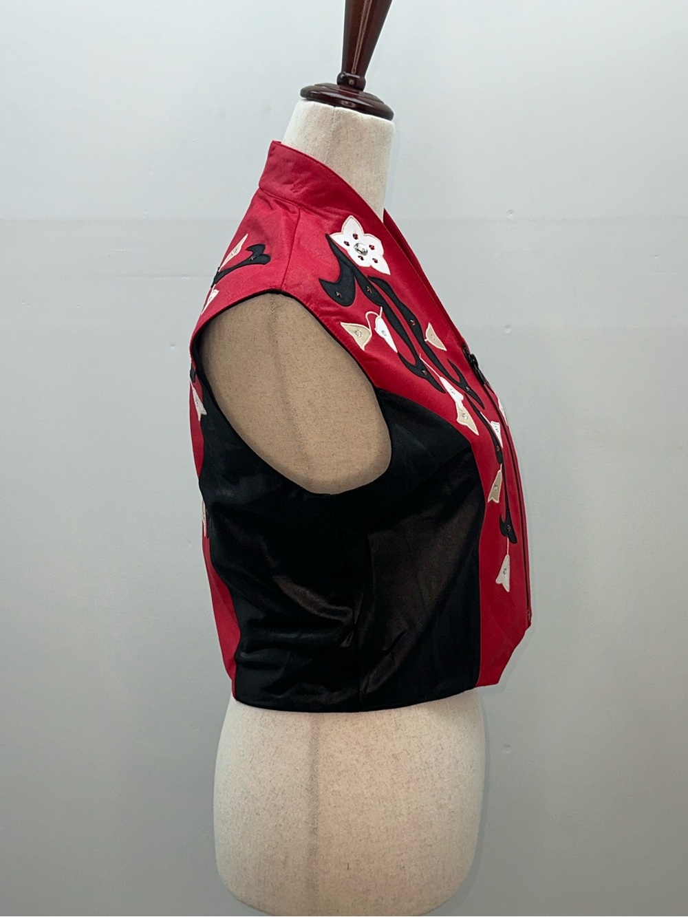 Vintage 1849 Authentic Ranchwear Women Small Western Show Vest Red Black - Picture 6 of 13